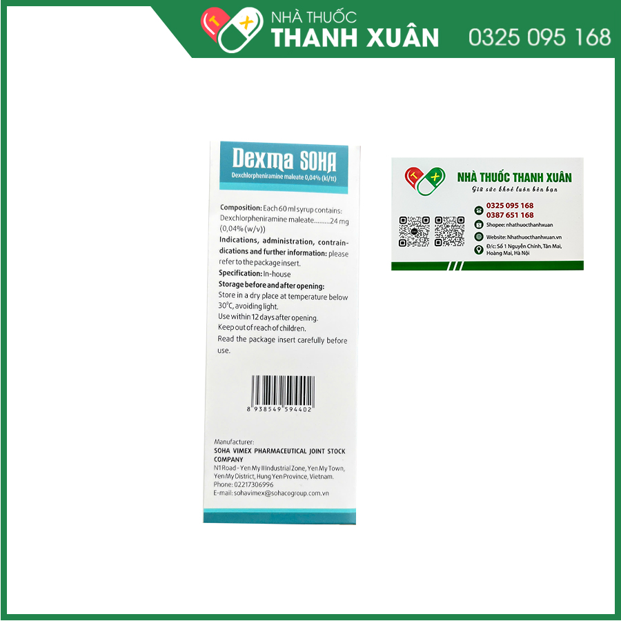Dexma Soha điều trị các triệu chứng dị ứng như viêm mũi, viêm kết mạc dị ứng, mày đay và hỗ trợ sau phản vệ
